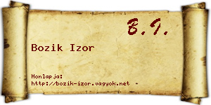 Bozik Izor névjegykártya